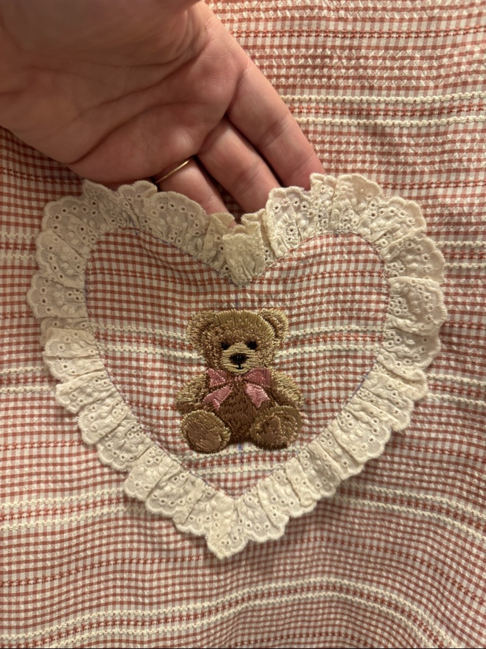 🆕 rareraw Pink Teddy Patch Pocket Ruffle Romper-M/L. NWOT!🎉 - Picture 3 of 5